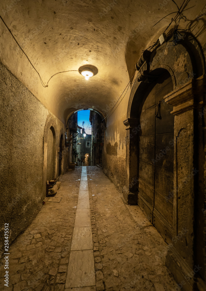 Pacentro (Italy) - A little medieval town with old towers beside Sulmona city, province of L'Aquila, Abruzzo region. Here a view of historical center.