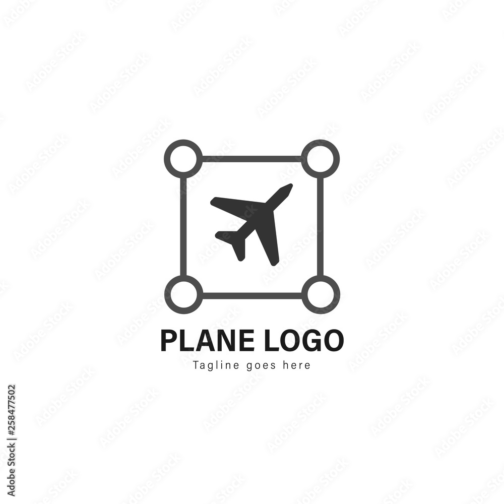 Plane logo template design. Plane logo with modern frame vector design Plane logo template design. Plane logo with modern frame vector design