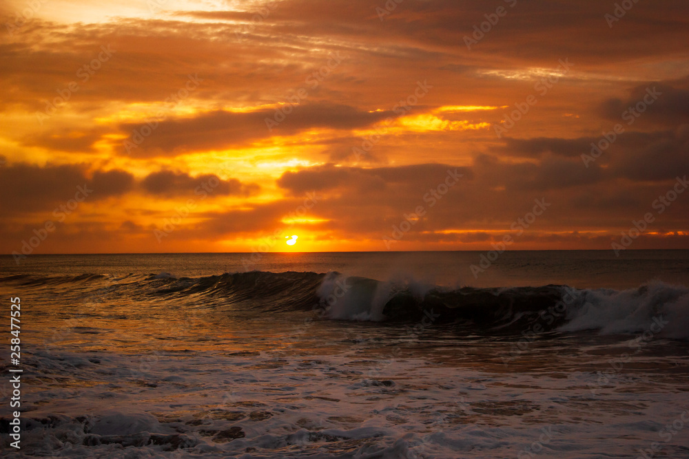 once in a life time beautiful sunrise over the indian ocean, waves are breaking at the great ocean road, victoria, australia