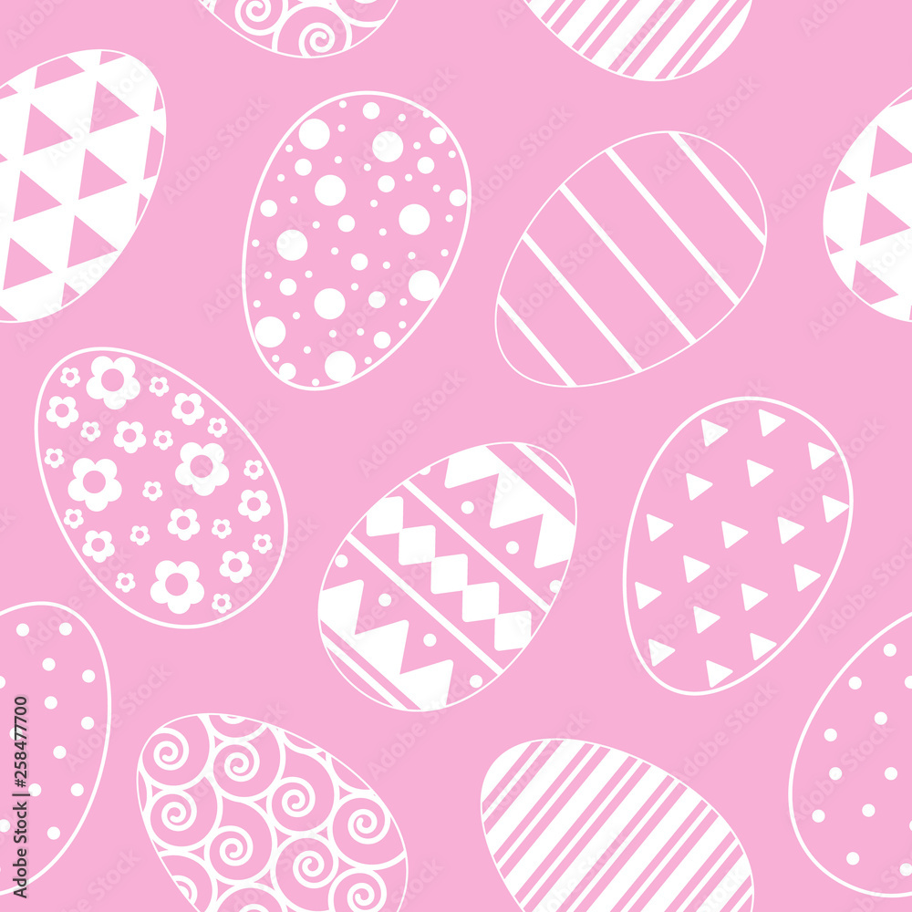 pattern with easter eggs. White line pattern on pink pattern with easter eggs. White line pattern on pink