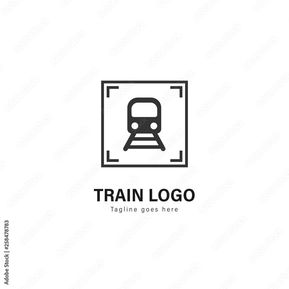 Train logo template design. Train logo with modern frame vector design