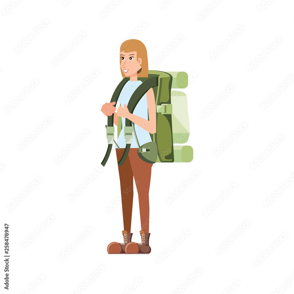 traveler woman with travel bag avatar character