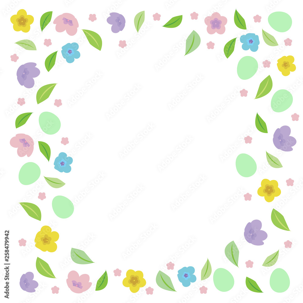Easter frame for text with eggs, leaves