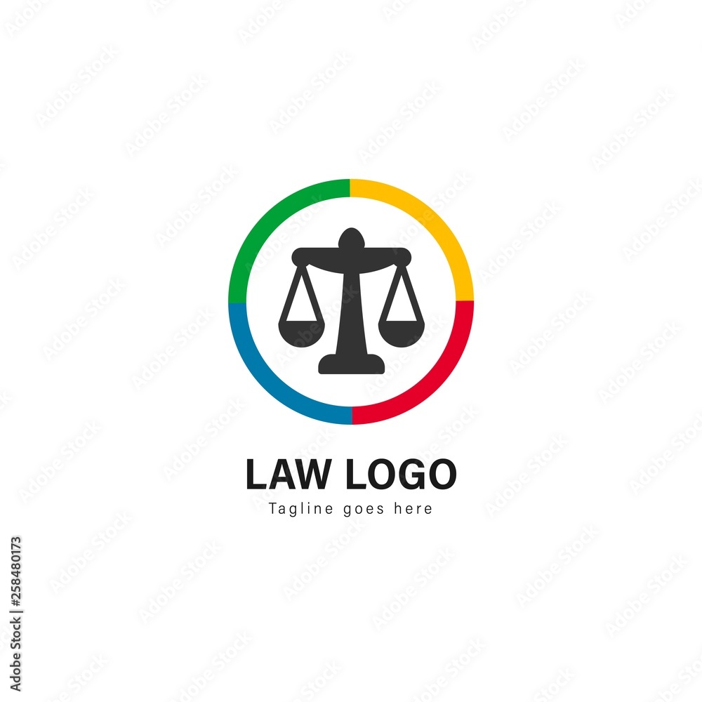 Law logo template design. Law logo with modern frame vector design Law logo template design. Law logo with modern frame vector design