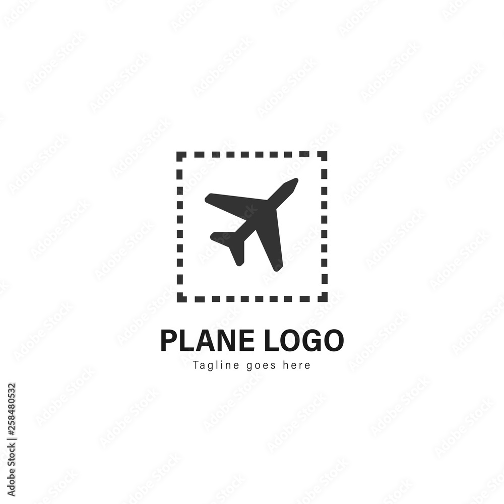 Plane logo template design. Plane logo with modern frame vector design