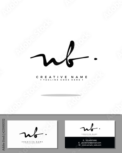 N B NB initial handwriting logo template vector.  signature logo concept