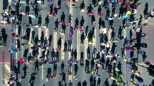 Wallpaper Mural Aerial view from drone on crowd of people who is preparing for run. Torontodigital.ca