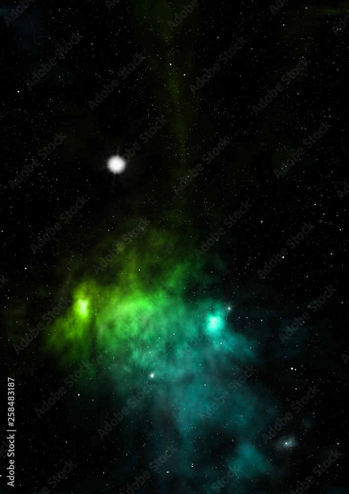 Fototapeta premium Far being shone nebula and star field. 3D rendering
