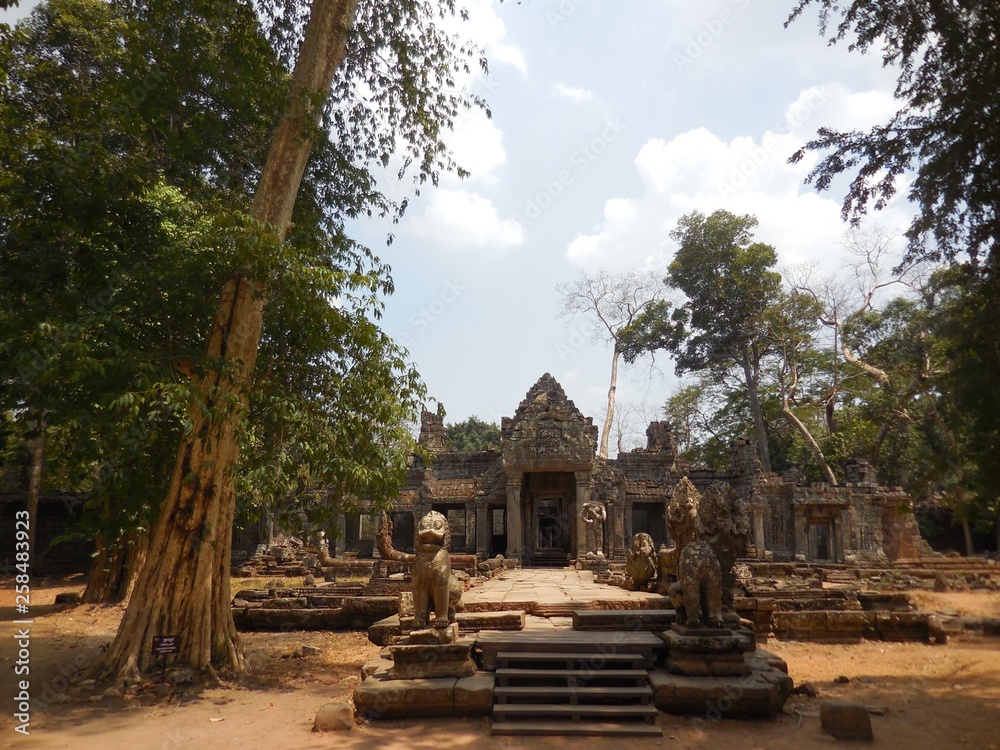 The ancient temple standing silently under the strong sunshine, Cambodia