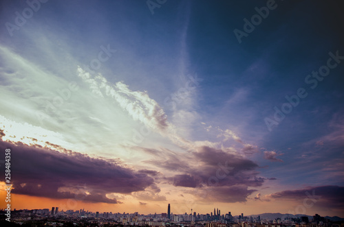 Photography Sunset view of kuala lumpur city from bukit ampang, kuala lumpur, Malaysia