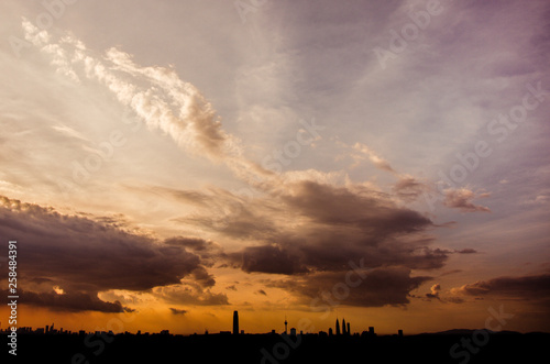 Photography Sunset view of kuala lumpur city from bukit ampang, kuala lumpur, Malaysia
