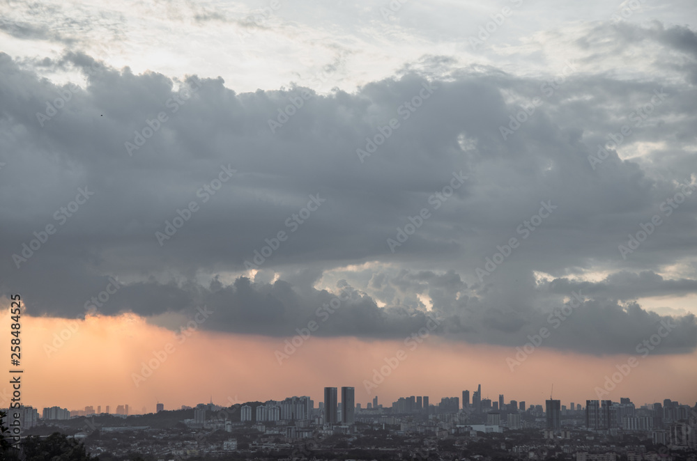 Sunset view of kuala lumpur city from bukit ampang, kuala lumpur, Malaysia. Taken from Ampang Lookout Point.