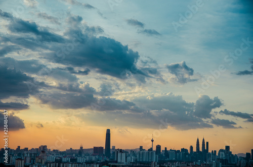 Photography Sunset view of kuala lumpur city from bukit ampang, kuala lumpur, Malaysia
