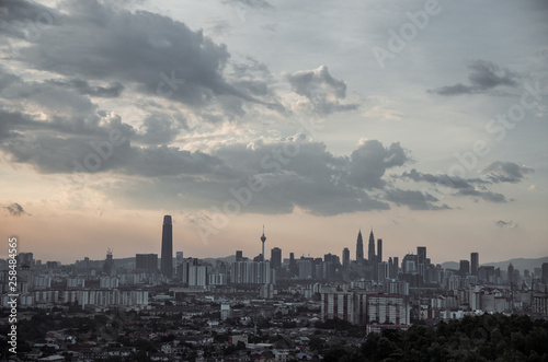 Canvas Print Sunset view of kuala lumpur city from bukit ampang, kuala lumpur, Malaysia