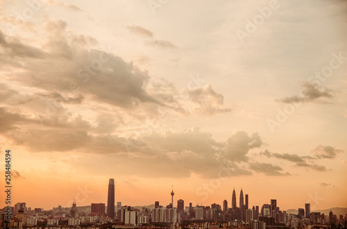 Photography Sunset view of kuala lumpur city from bukit ampang, kuala lumpur, Malaysia