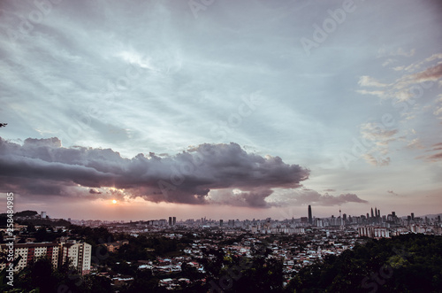Canvas Print Sunset view of kuala lumpur city from bukit ampang, kuala lumpur, Malaysia