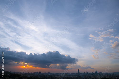 Canvas Print Sunset view of kuala lumpur city from bukit ampang, kuala lumpur, Malaysia