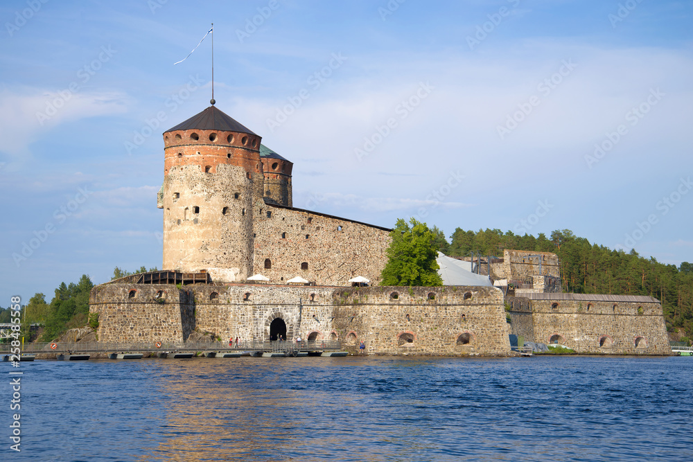 The old fortress of Olavinlinna (Olafsborg) close up on a sunny July day. Savonlinna, Finland