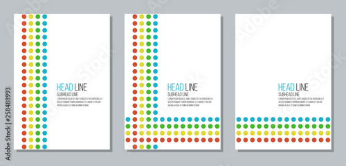 simple covers set for kids or school presentation, bright colored dotted lines