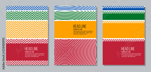 multicolored covers set with different ornaments, vector illustration