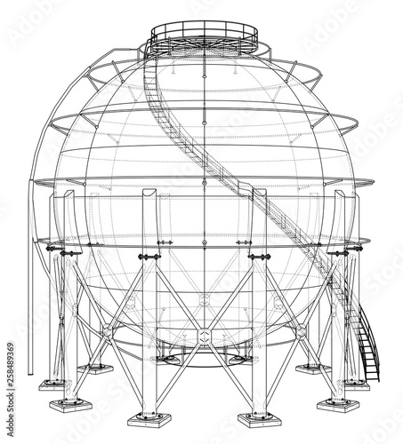 Spherical gas tank outline. Vector