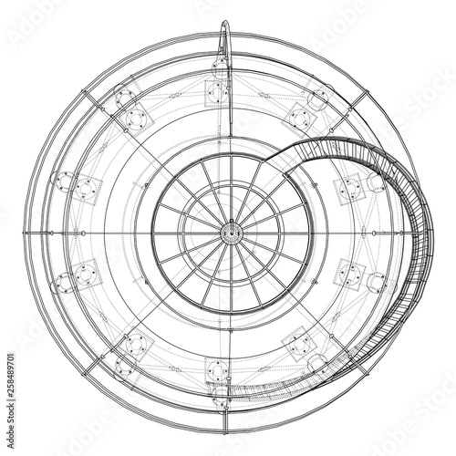 Spherical gas tank outline. Vector