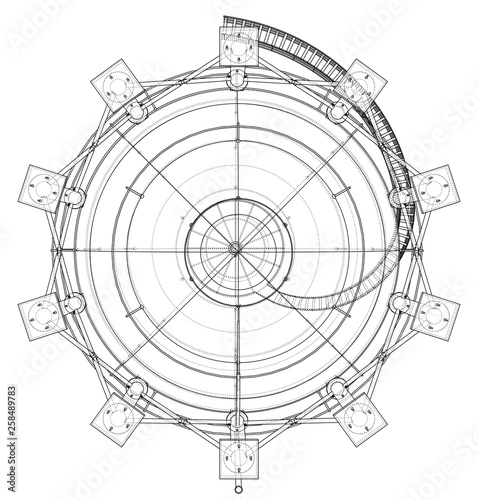 Spherical gas tank outline. Vector