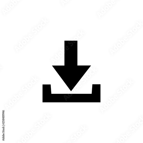 Download now icon. Drop upload sign