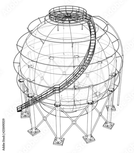 Spherical gas tank outline. Vector