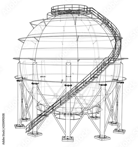 Spherical gas tank outline. Vector