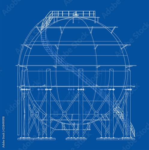 Spherical gas tank outline. Vector