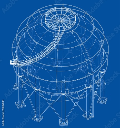 Spherical gas tank outline. Vector