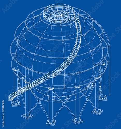 Spherical gas tank outline. Vector