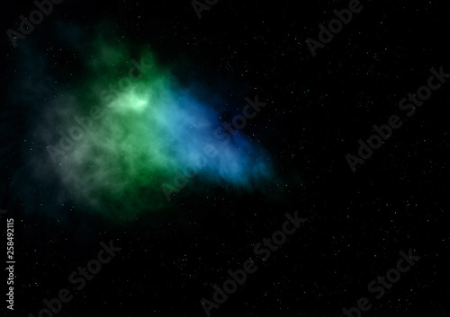Fototapeta Naklejka Na Ścianę i Meble -  Far being shone nebula and star field. 3D rendering