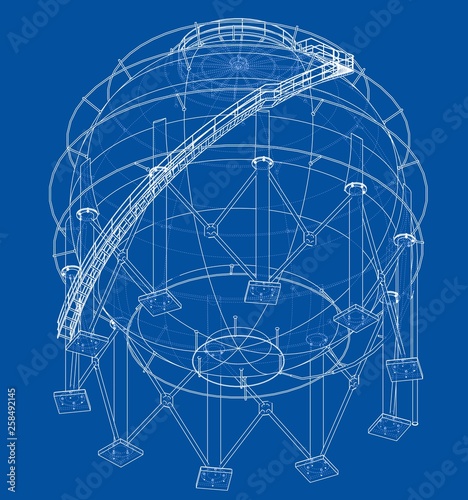 Spherical gas tank outline. Vector