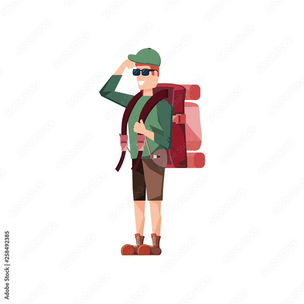traveler man with travel bag avatar character
