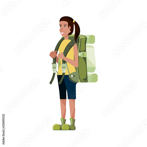 traveler woman with travel bag avatar character