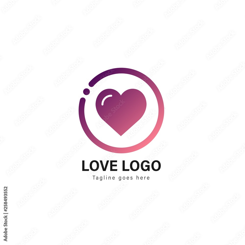 Love logo template design. Love logo with modern frame vector design