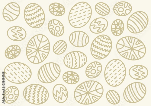 Easter eggs composition hand drawn isolated on background. Decorative doodle illustration pattern