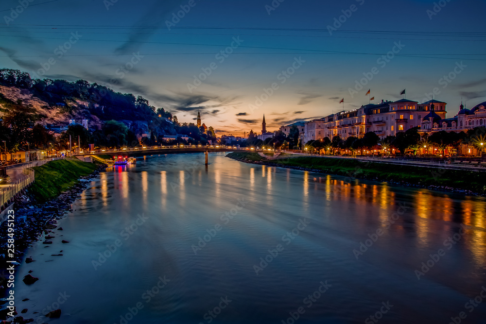 Salzburg Austria night shot river