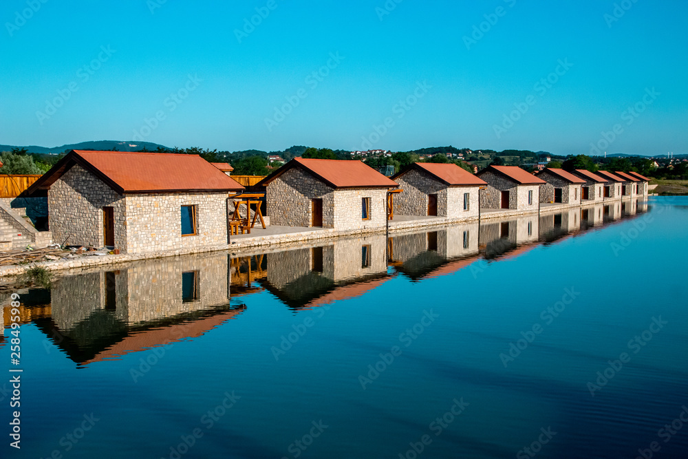 small houses on the lake