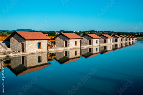 small houses on the lake