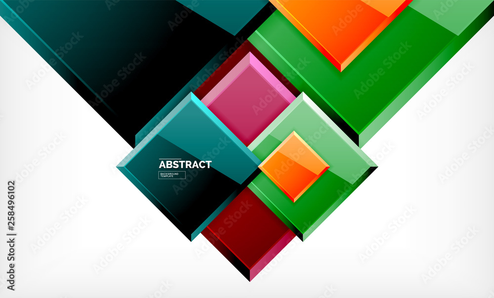 Square abstract background, glossy geometric design