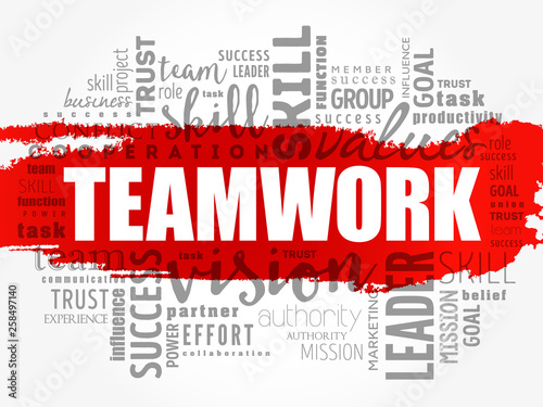 Teamwork word cloud collage, business concept background