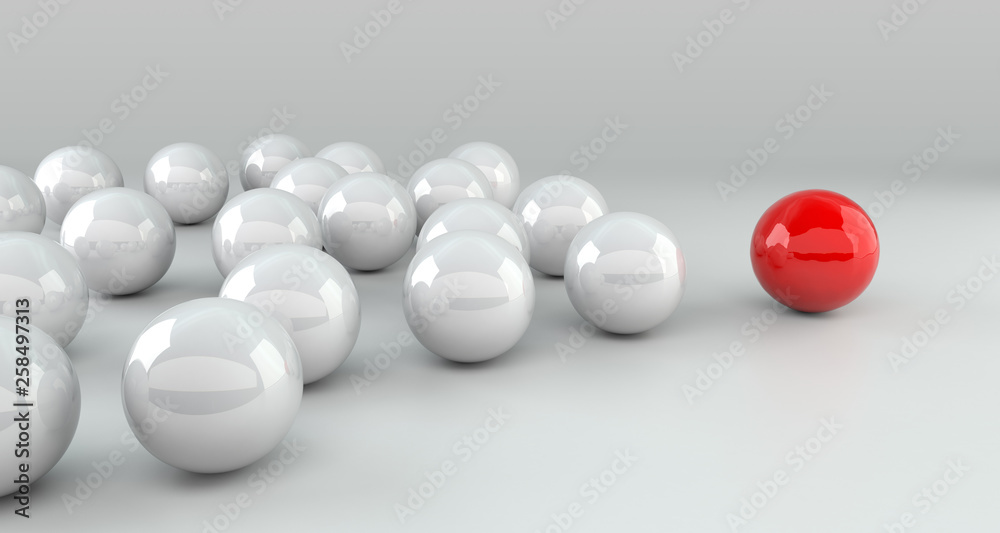 Leadership Concept, Red Leader Ball Leading Whites