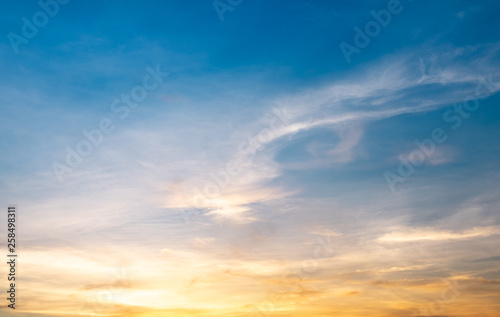sunrise sky blue and yellow sunlight with clouds