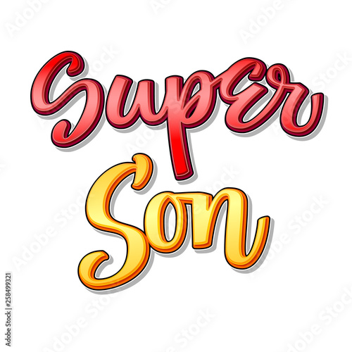 Super family text - Super Son color calligraphy