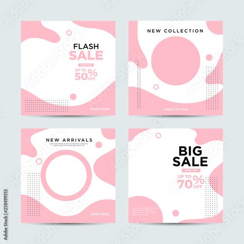 Modern promotion square web banner for social media mobile apps. Elegant sale and discount promo backgrounds fo digital marketing