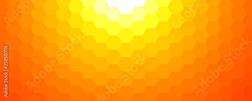 Sunny spring mosaic background, orange hexagonal pattern vector background