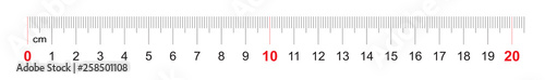 Grid for a ruler of 200 millimeters, 20 centimeters. Calibration grid. Value division 1 mm. Precise length measurement device.